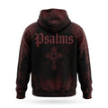 Psalms Wire Hoodie back - oxblood Psalms and cross