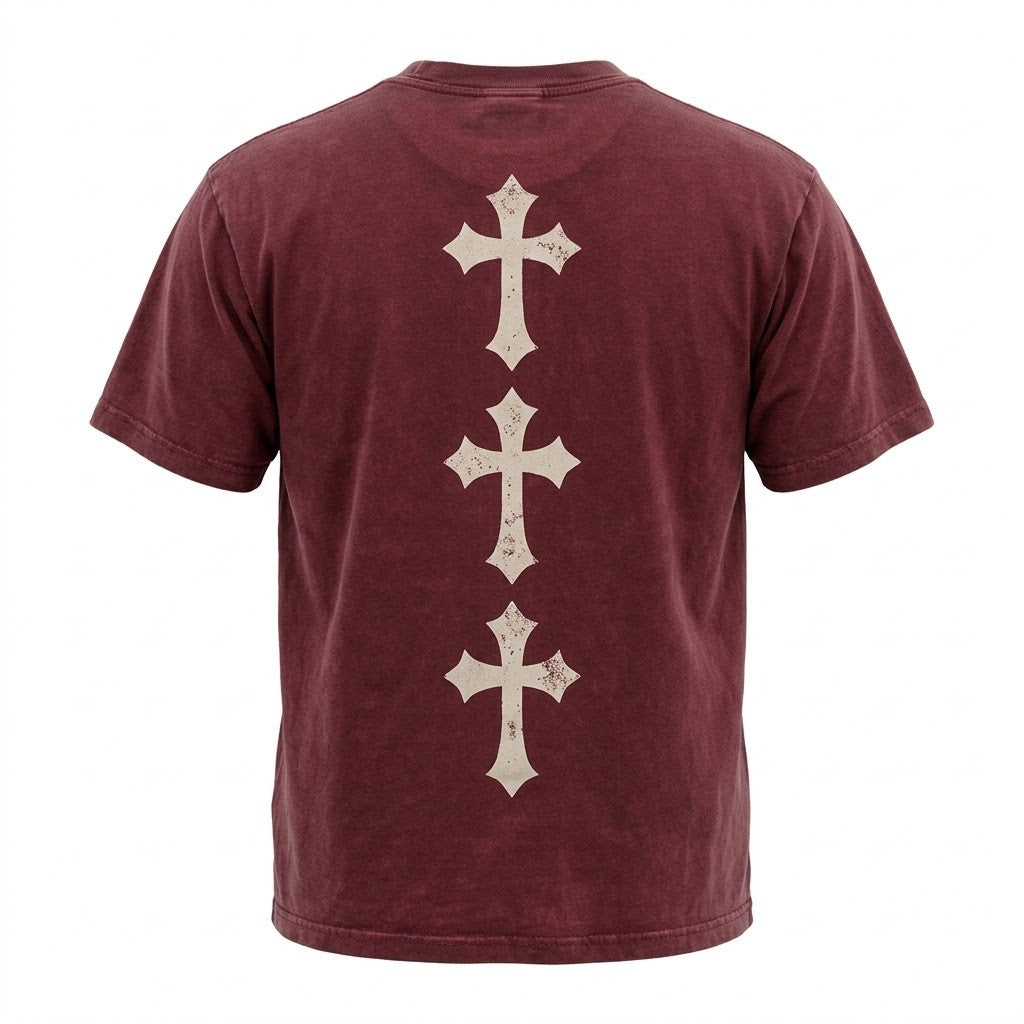 Three Crosses Tee back - three stacked gothic crosses