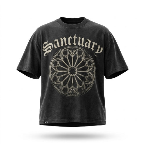 Rose Window Tee front - Sanctuary rose window graphic